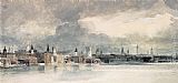 Thomas Girtin Canvas Paintings - Study for the Eidometropolis the Thames from Queenhithe to London Bridge